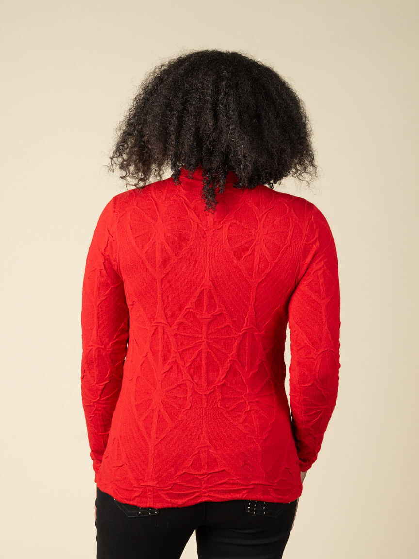 Long Sleeve Mock Neck Textured Top