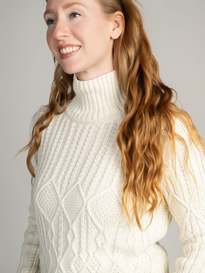 Cable Knit Mock Neck Sweater