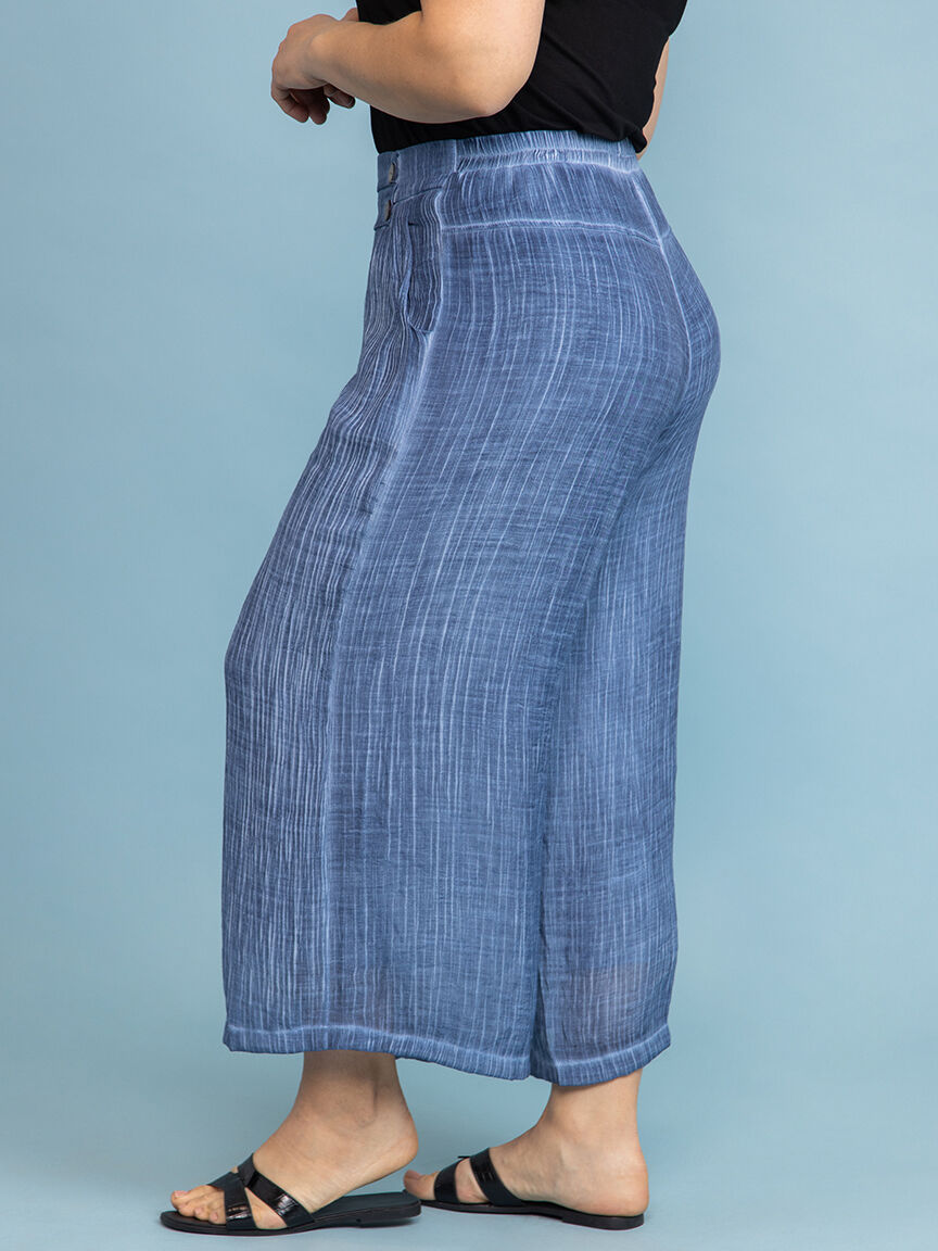 Button Detail Wide-Leg Pants  Image 3