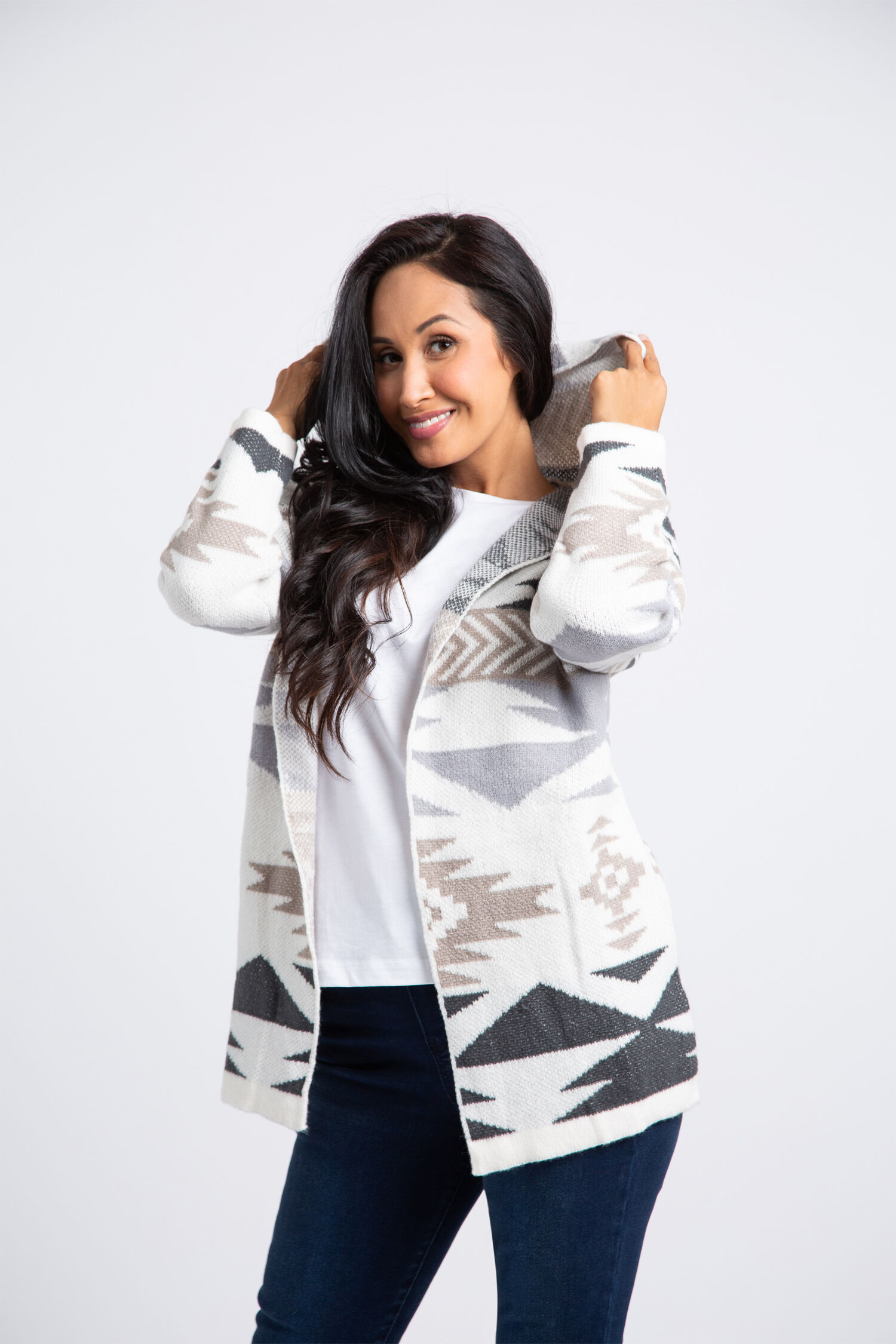 Aztec Print Hooded Cardigan  Image 2