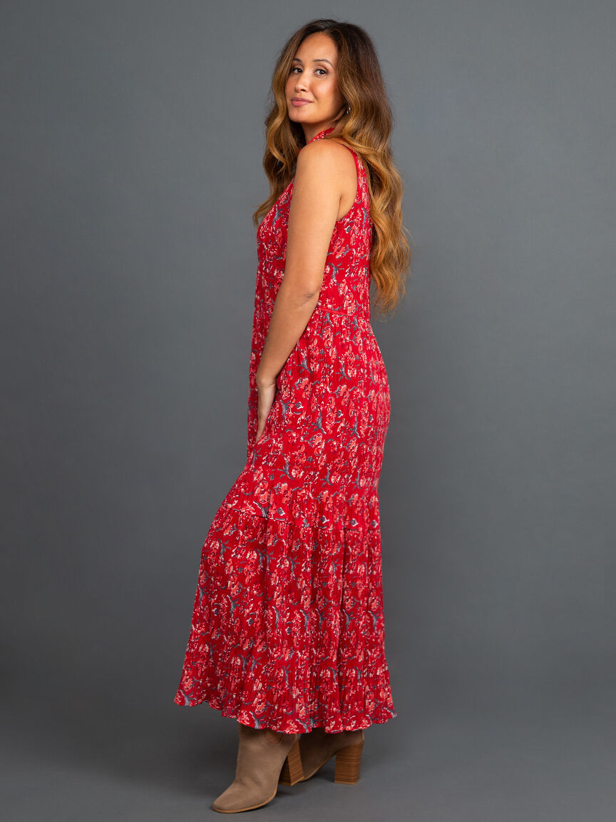 Ruffle Collar Pleated Maxi Dress Image 2