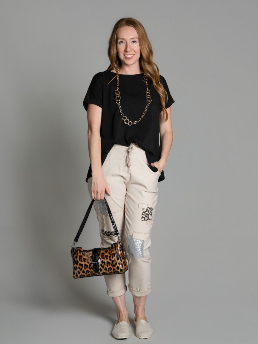 Patchwork Pull-On Pants