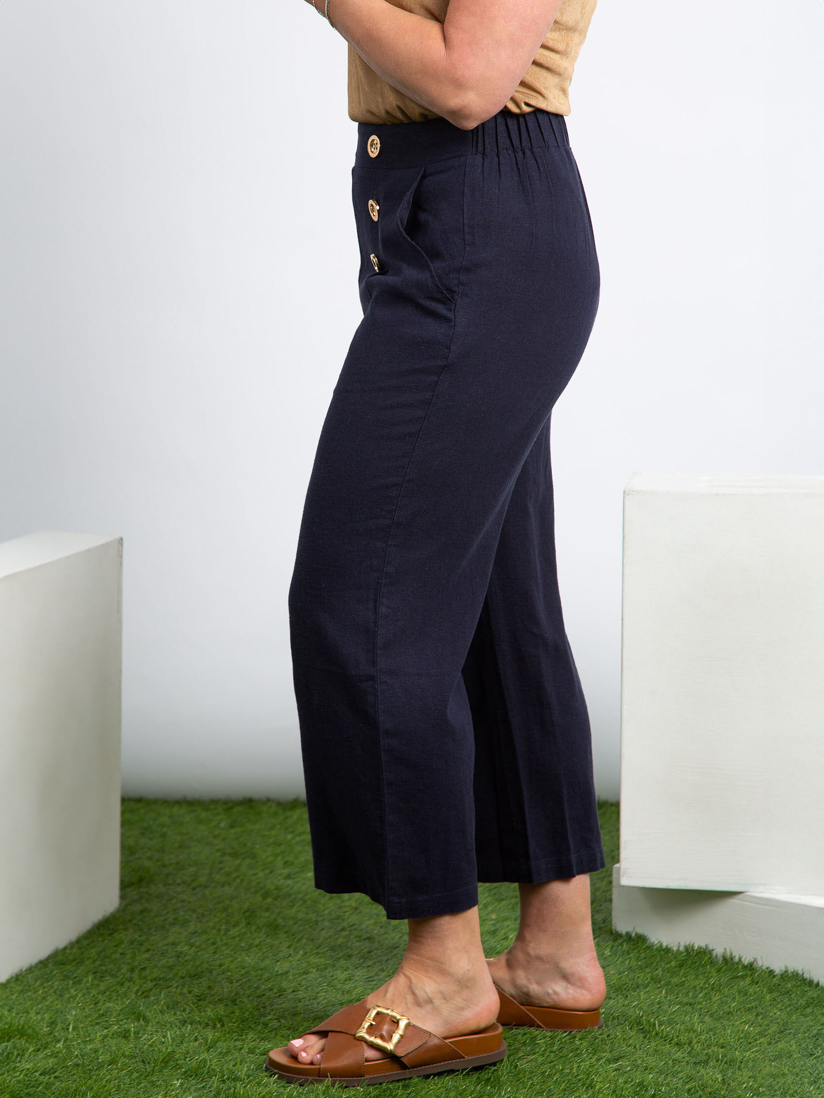 Front Button Linen Trouser Image 3