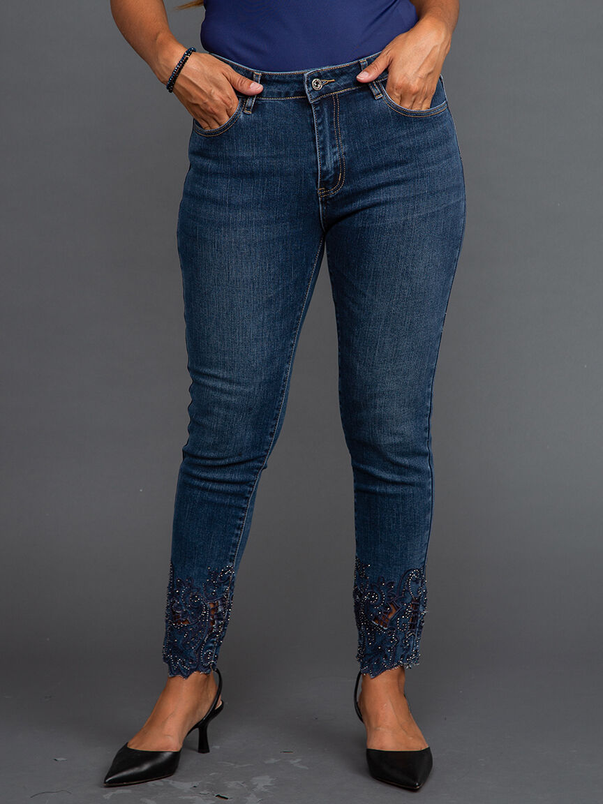 Denim Ankle Pant w/ Scallop Cuff Image 2