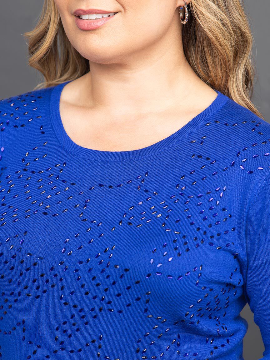 Long Sleeve Jeweled Sweater Image 5