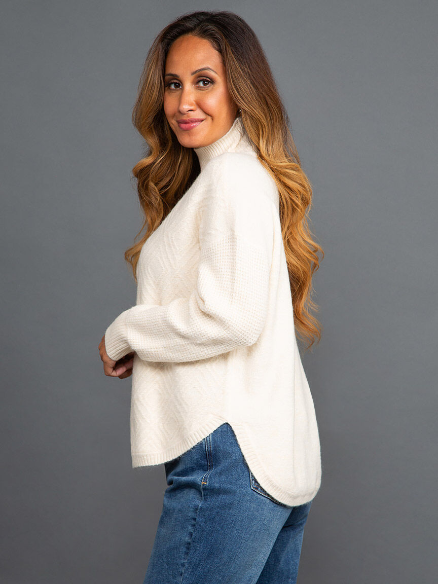 Textured Mock Neck Sweater Image 3