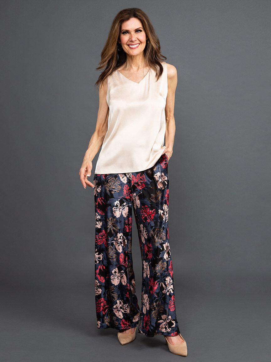 Sleeveless V-Neck Satin Blouse Image 1