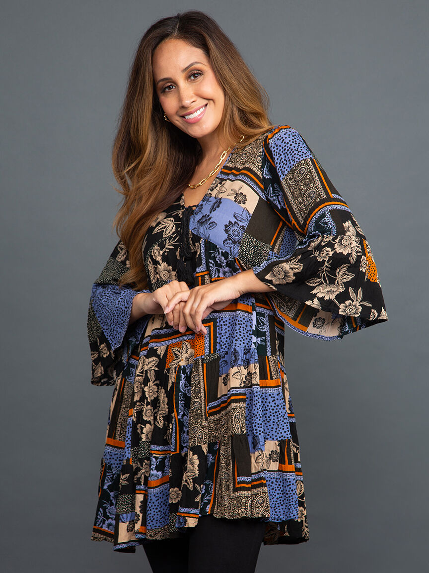 &frac34; Sleeve Floral Patchwork Tunic Image 2