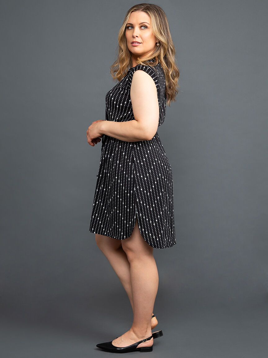 Polka Dot Drawstring Waist Dress Image 3