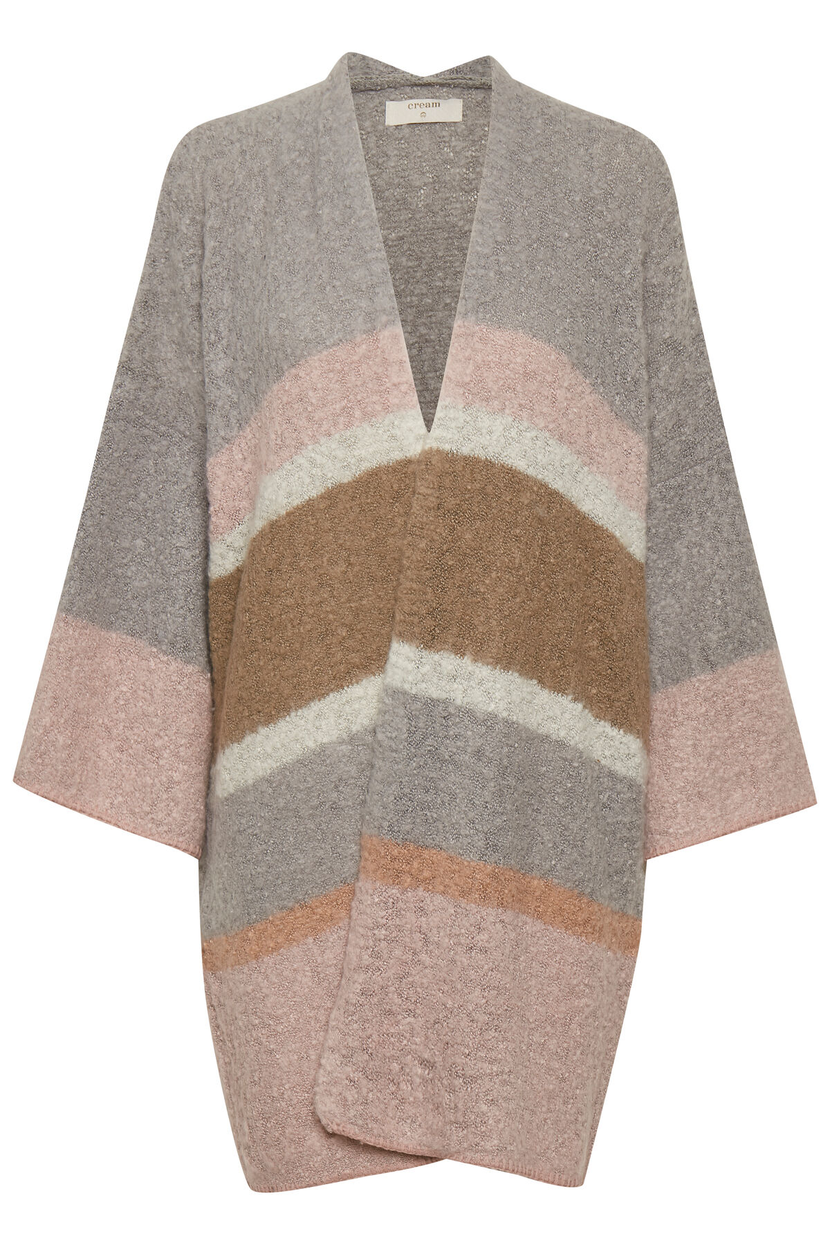 Cream Sina Long Striped Teddy Bear Cardigan Image 1