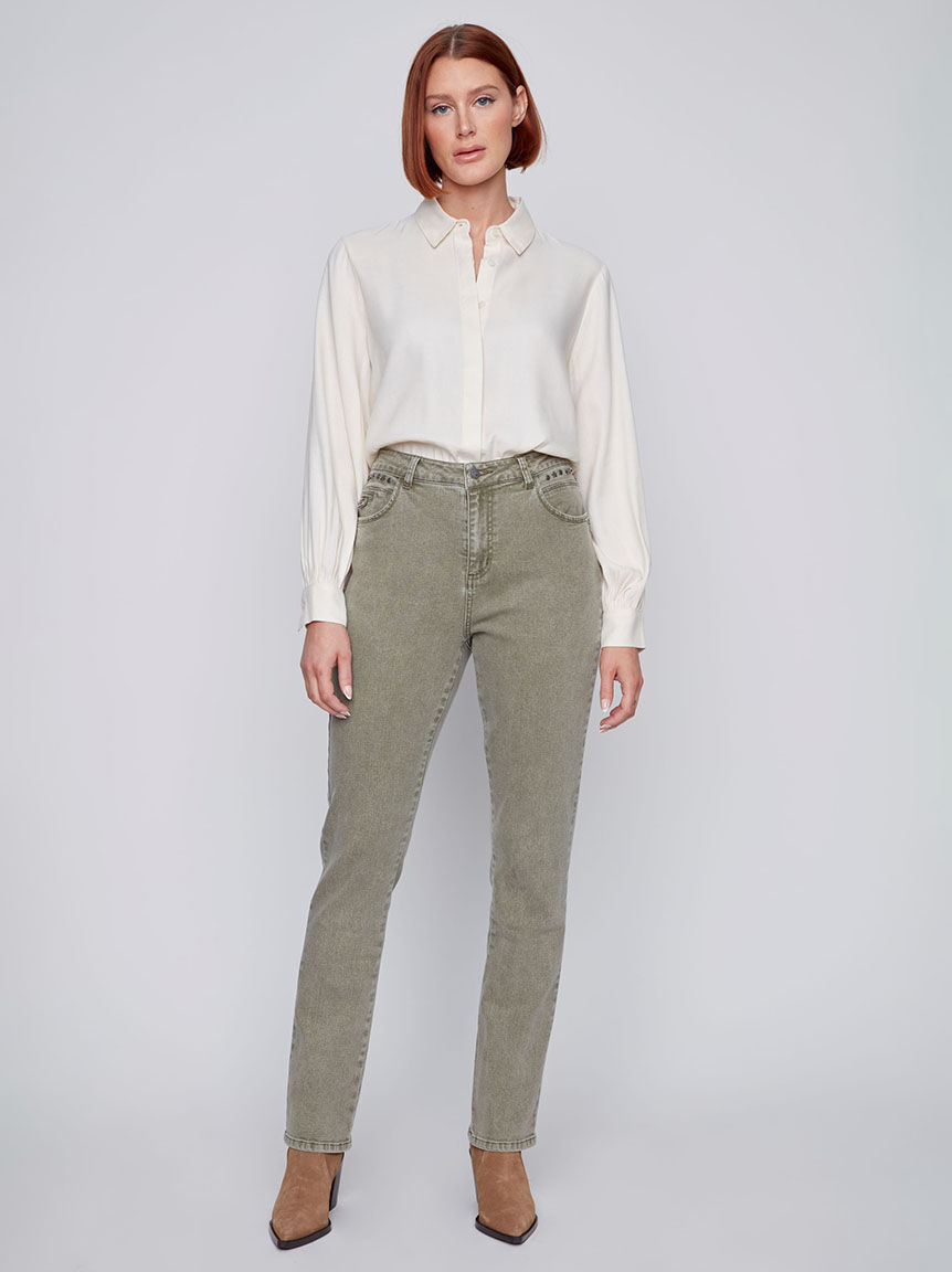 Slim Leg Colored Jeans Image 1