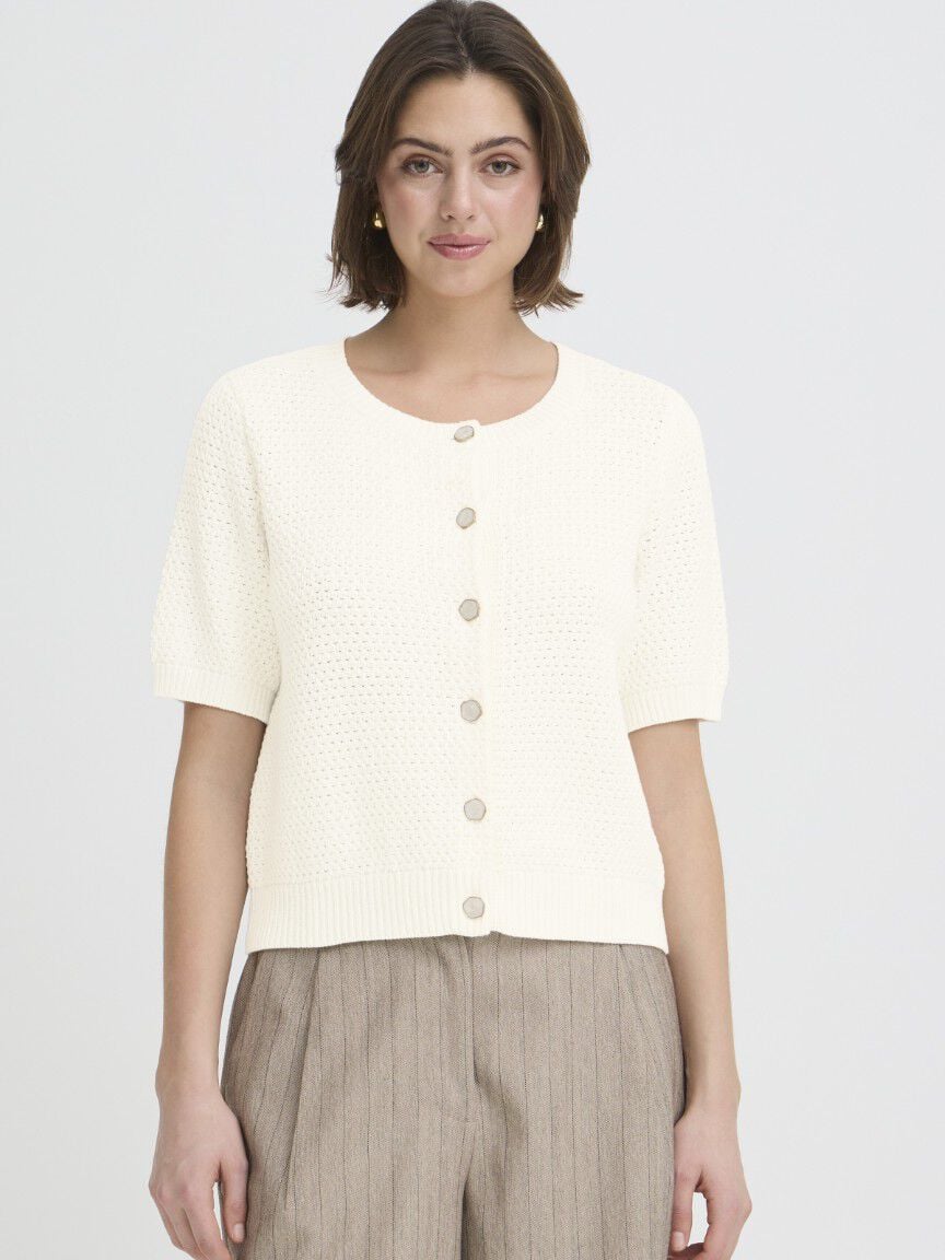 Elbow Sleeve Button Front Cardigan