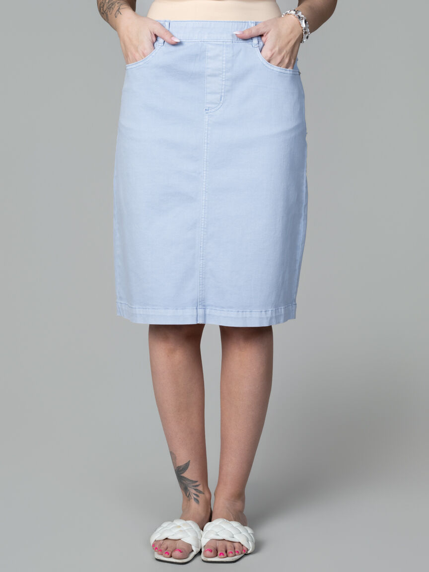 Audrey Denim Pull-On Skirt