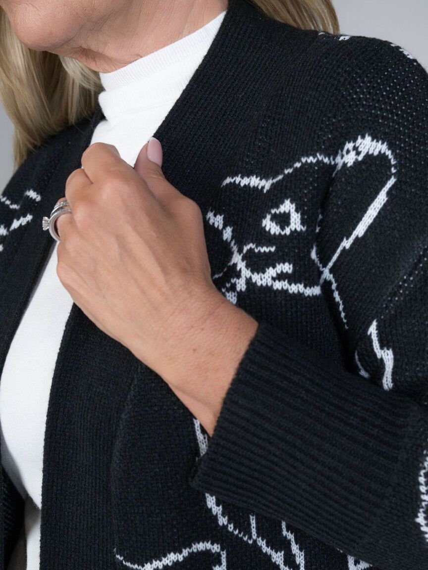 Open Front Cat Knit Coatigan