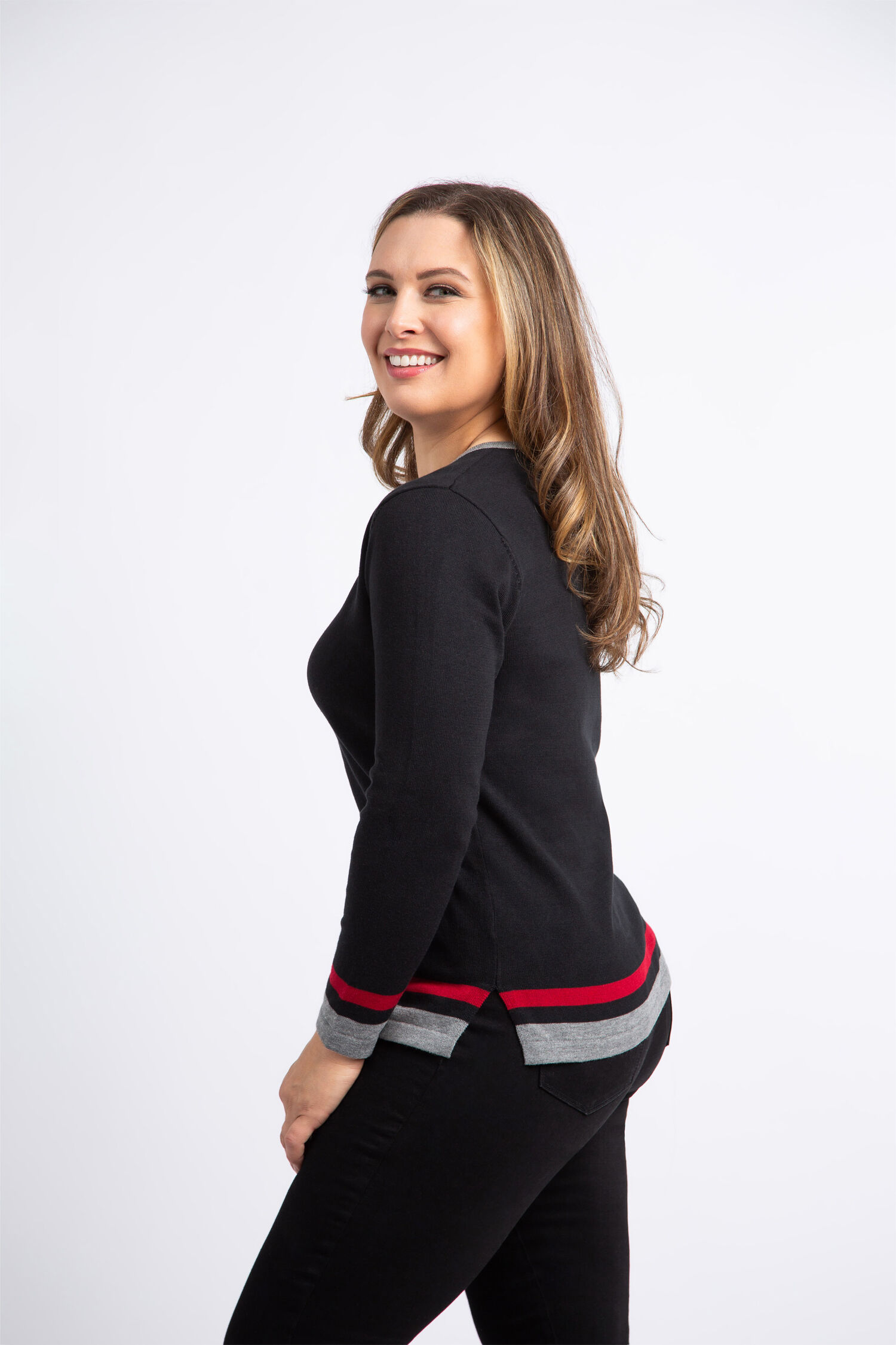 Felt Floral V-Neck Sweater Image 2