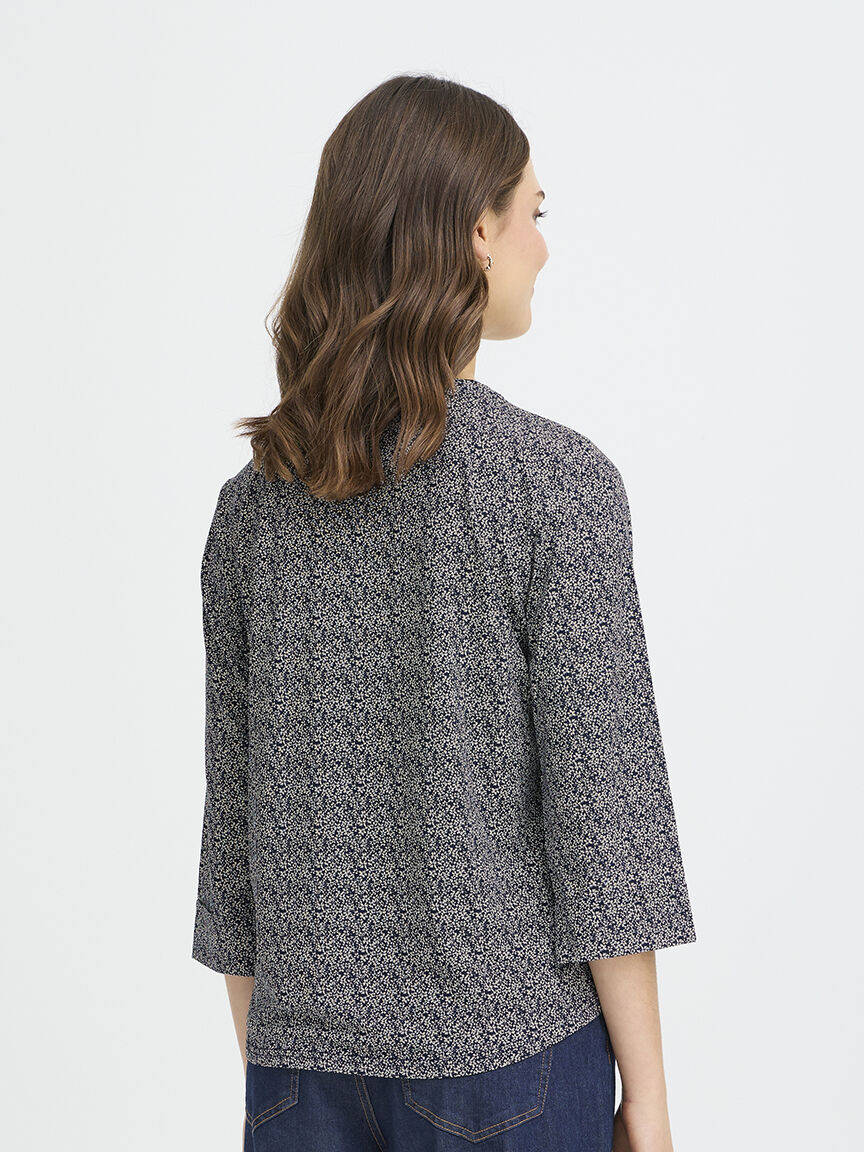 Mid Sleeve Crew Neck Top