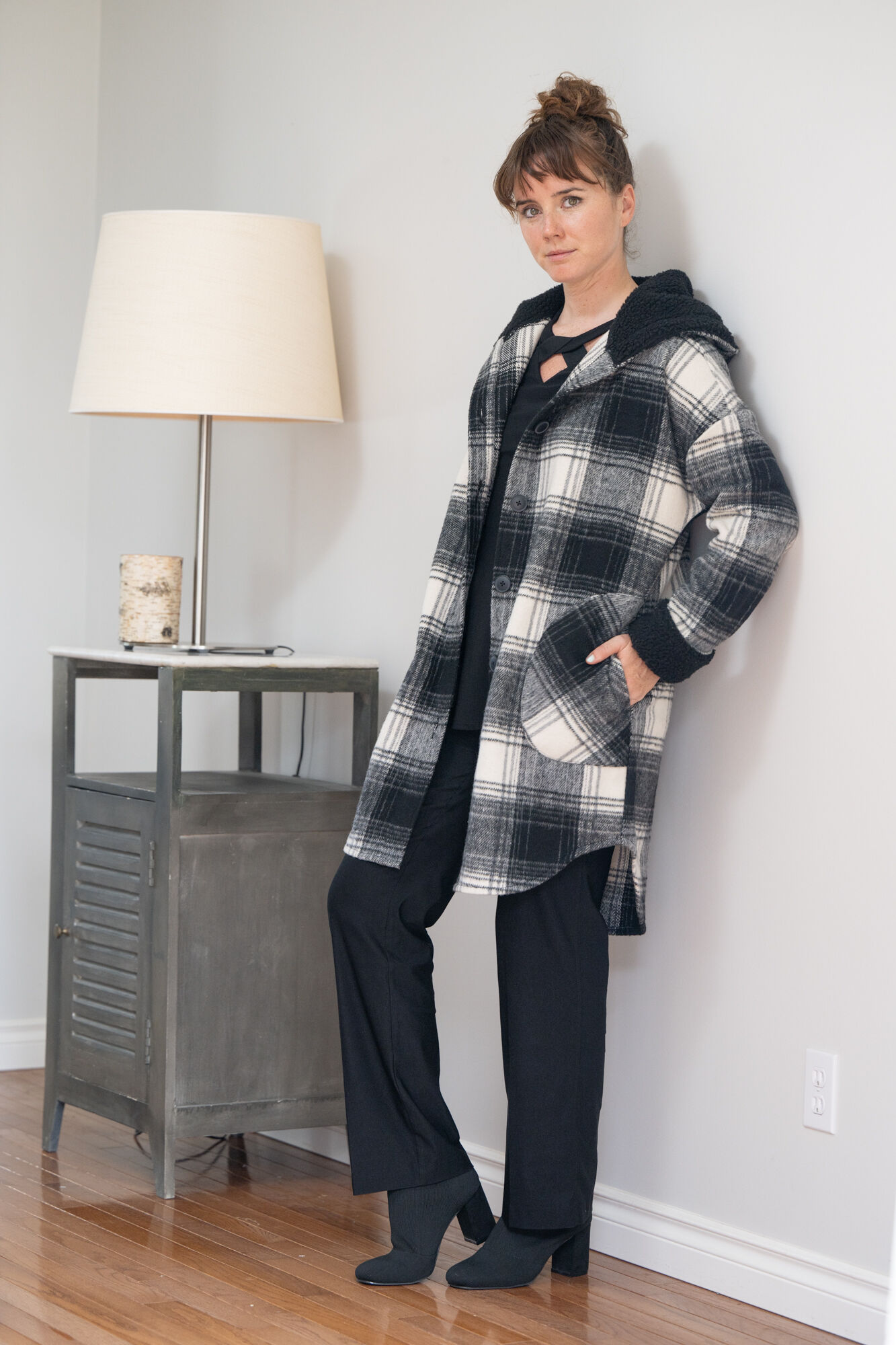 Plaid Hooded Buffalo Sherpa Shacket  Image 1