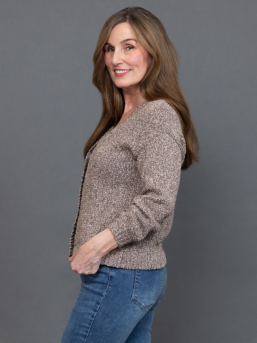 &frac34; Sleeve Cocoon Knit Cardigan Image 3