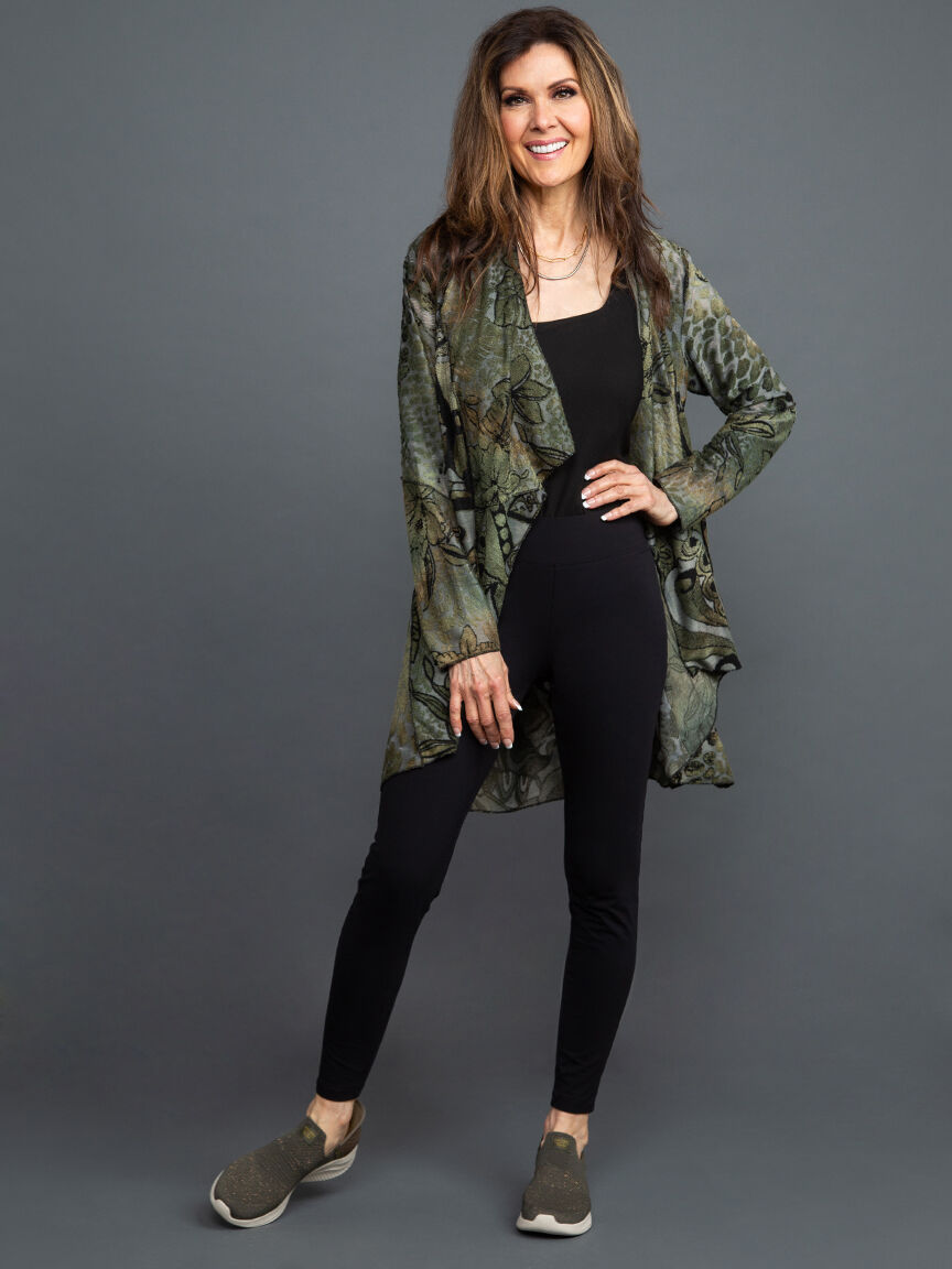 Open Front Nature Print Cardigan Image 1