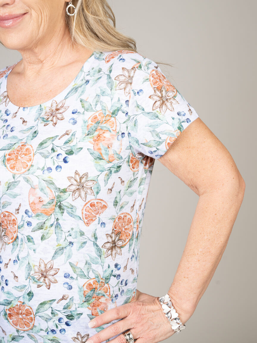 Fruit Print Short Sleeve Top