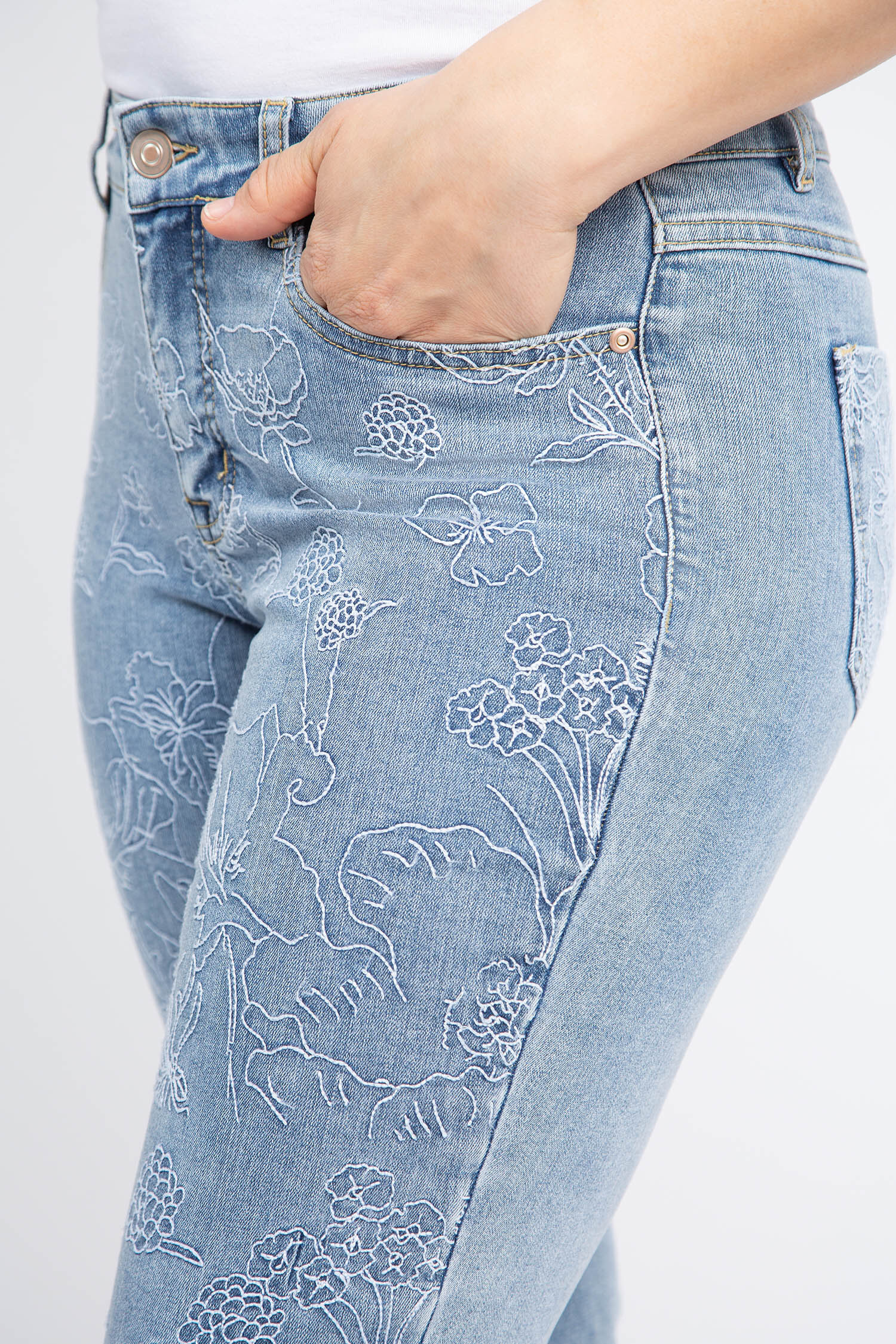 Audrey Girlfriend Embroidered Ankle Jeans Image 5