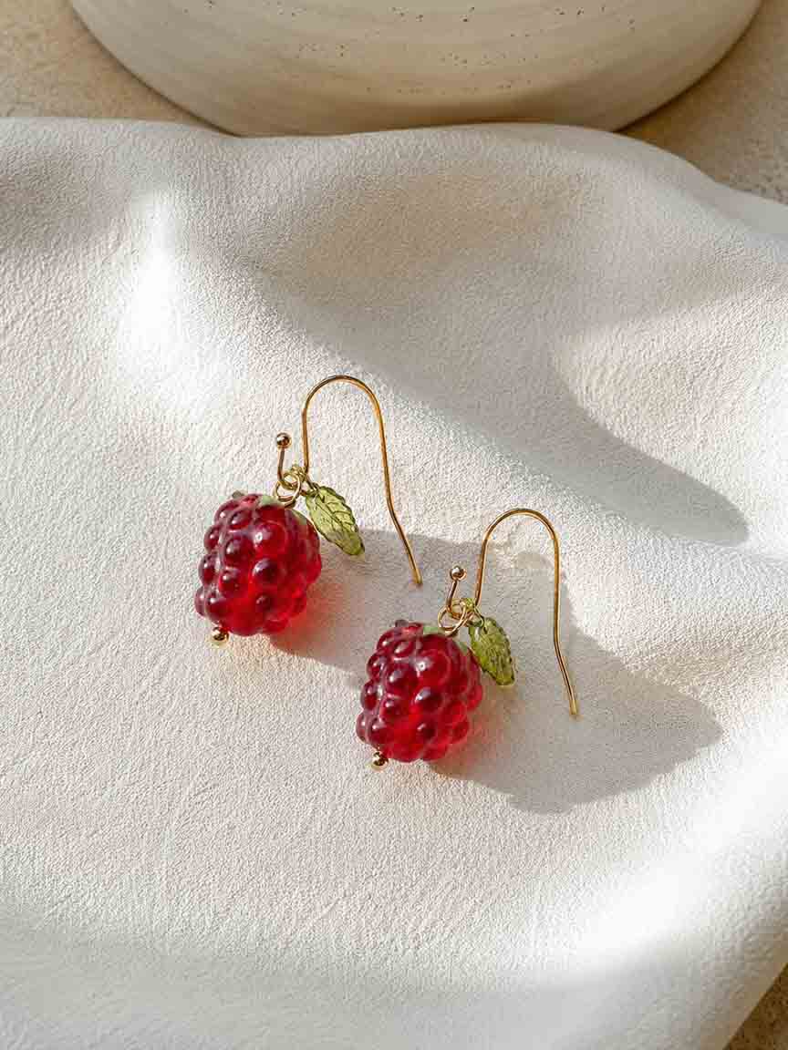 Hanging Raspberry Earring