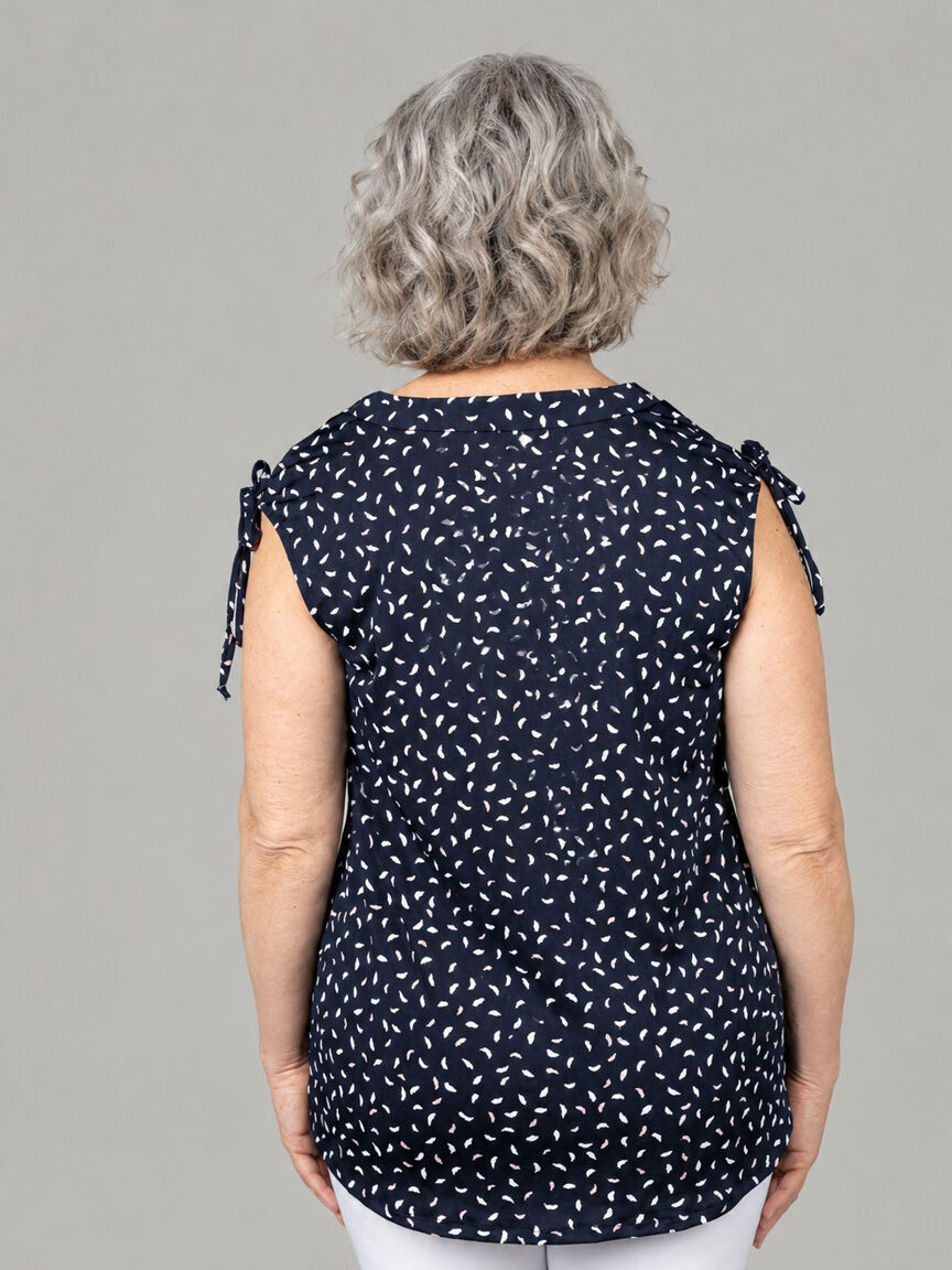 Sleeveless V-Neck Top With Shoulder Tie