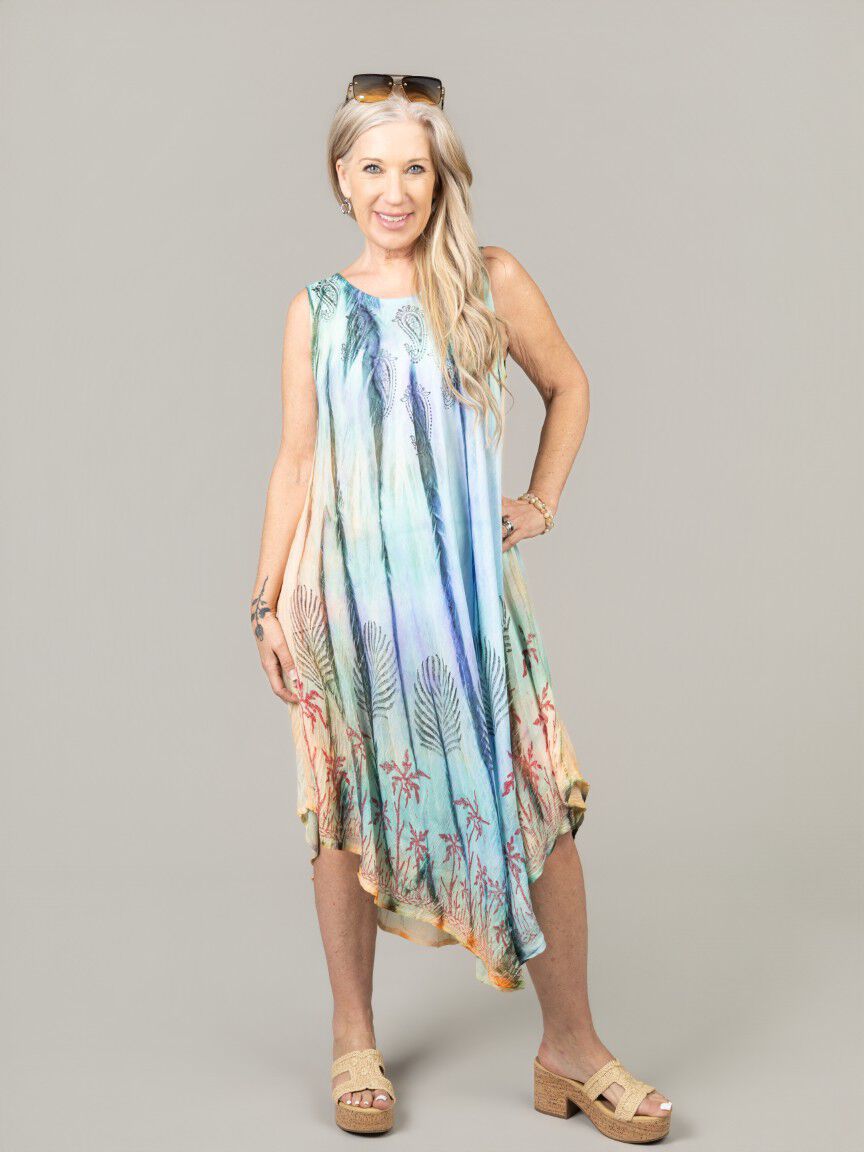 Sleeveless Tie Dye Midi Dress