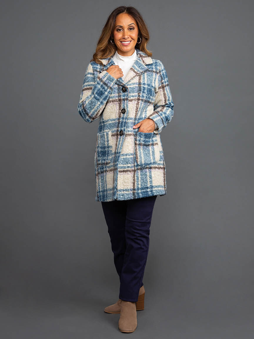 Plaid Knee Length Long Sleeve Shacket  Image 6