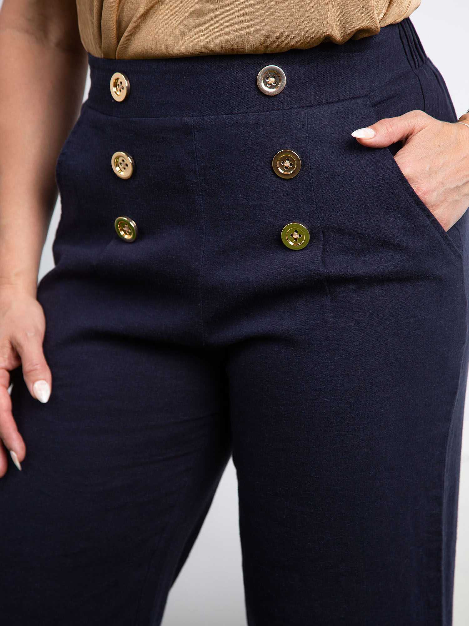 Front Button Linen Trouser Image 5