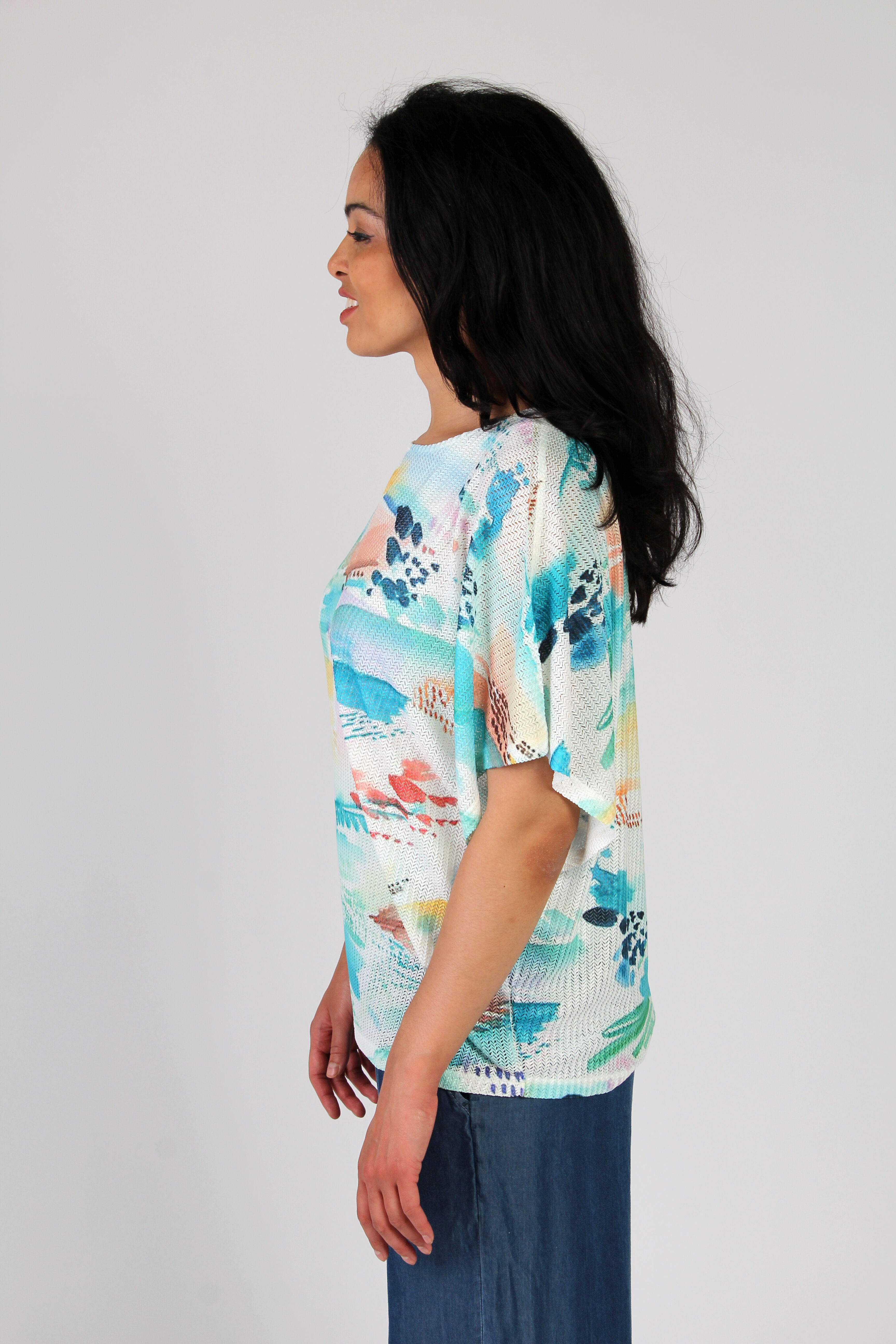 Mesh Overlay Batwing Top Image 2