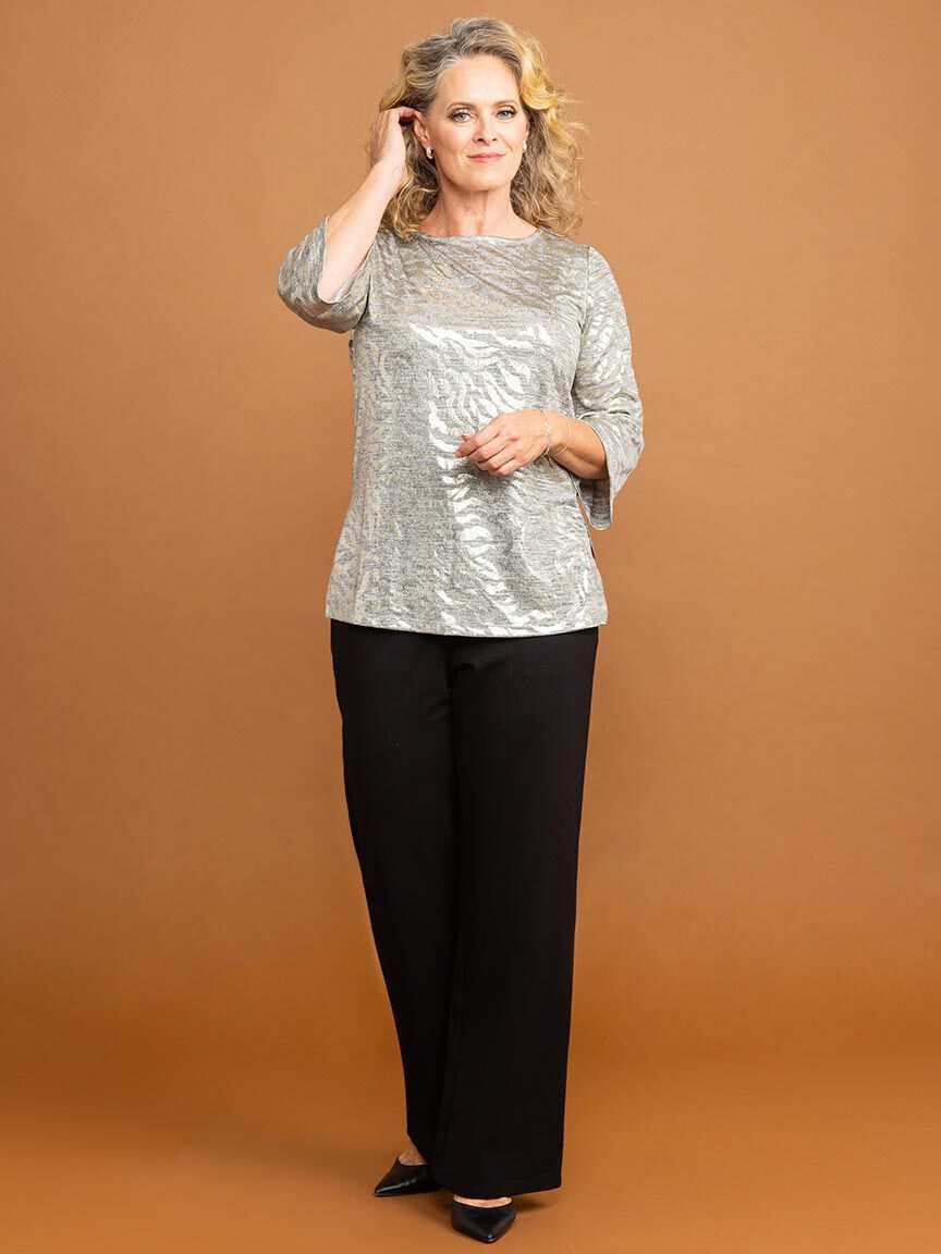 Shimmer &frac34; Sleeve Top Image 1