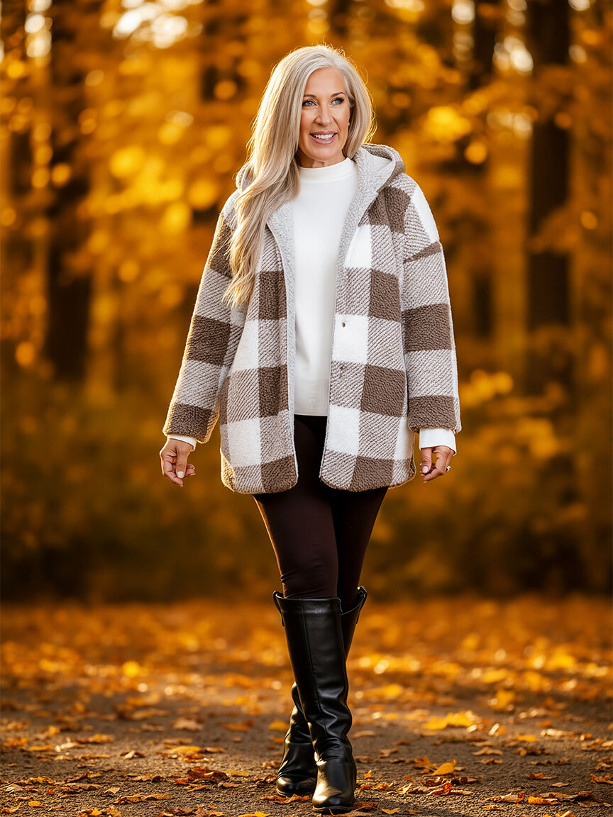 Reversible Teddy Throw-Over Jacket