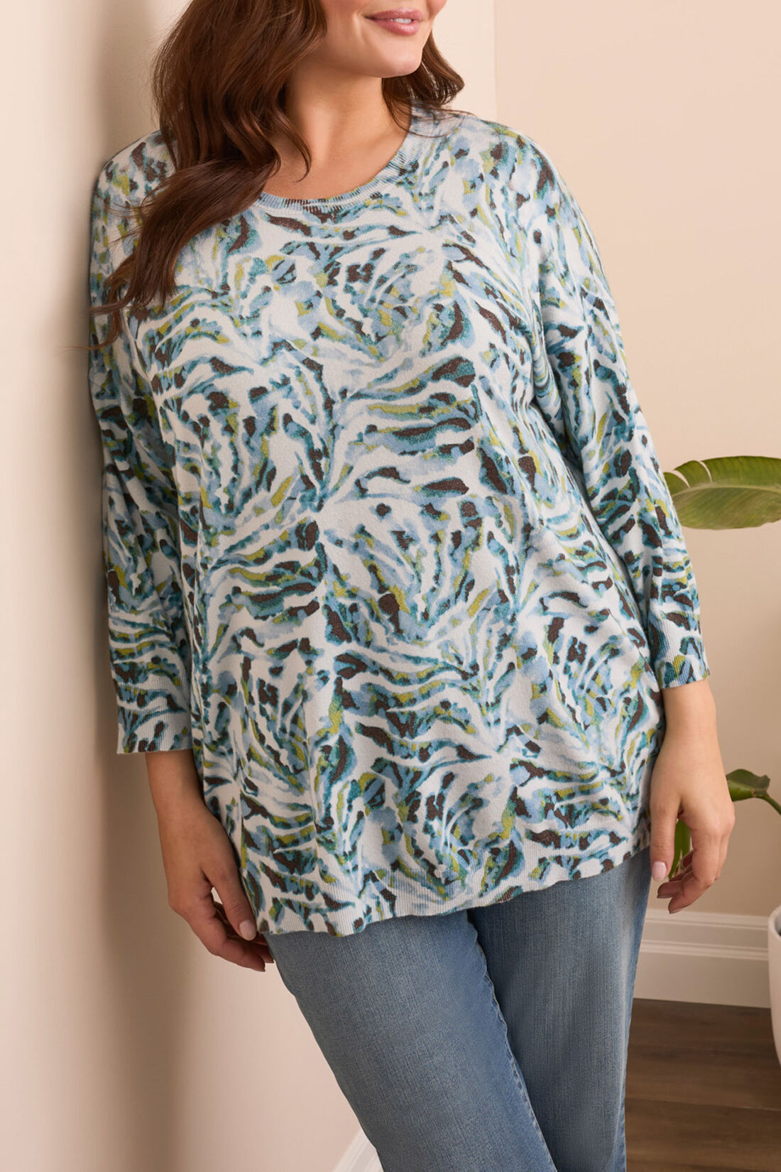 3/4 Sleeve Crew Neck Sweater Image 3