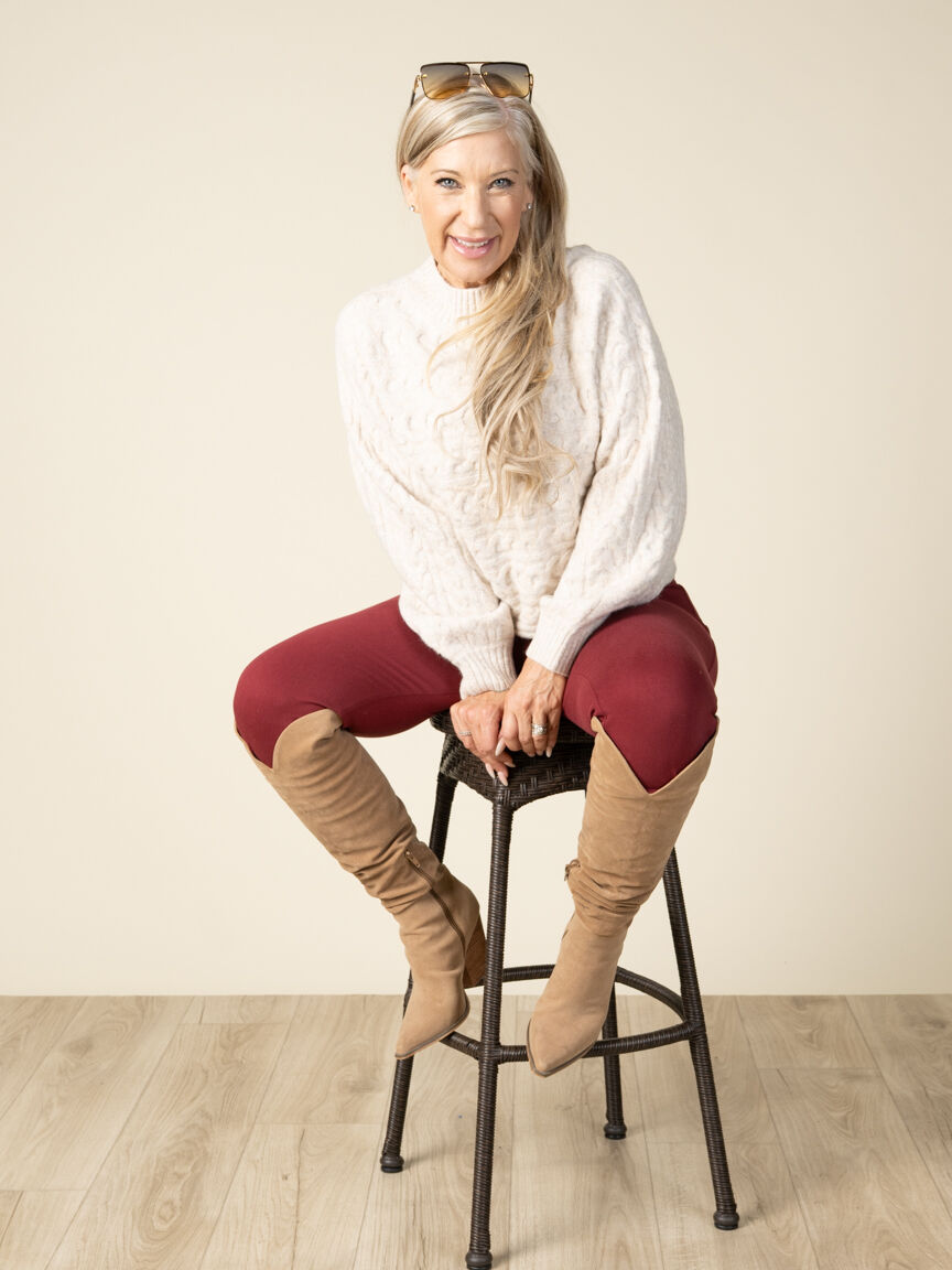 Crew Neck Cable Knit Sweater