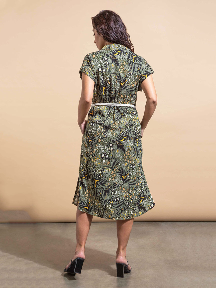 Button-Up Safari Midi Dress Image 2