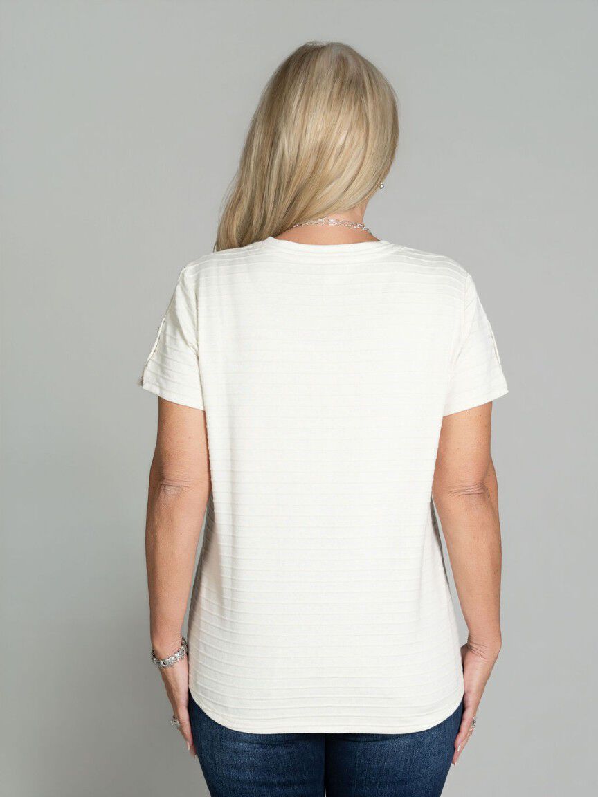 Textured Stripe V-Neck Top