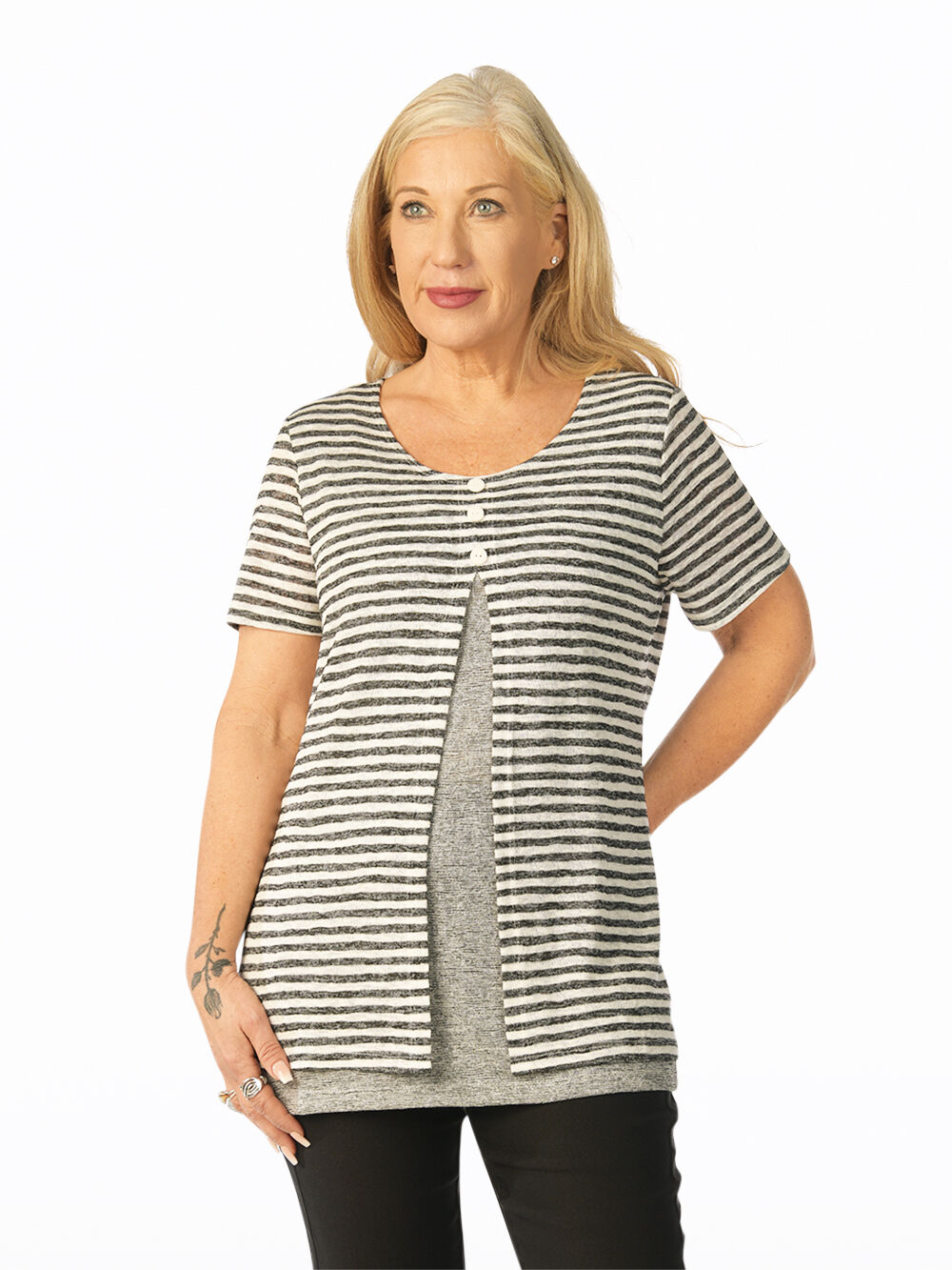 Front-Slit Stripe Top | Initiatives | Suzanne's