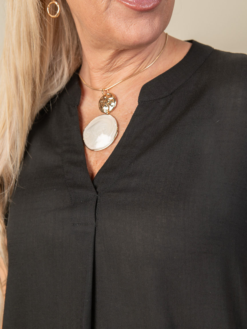 Short Sleeve Linen-Blend Tunic Image 4