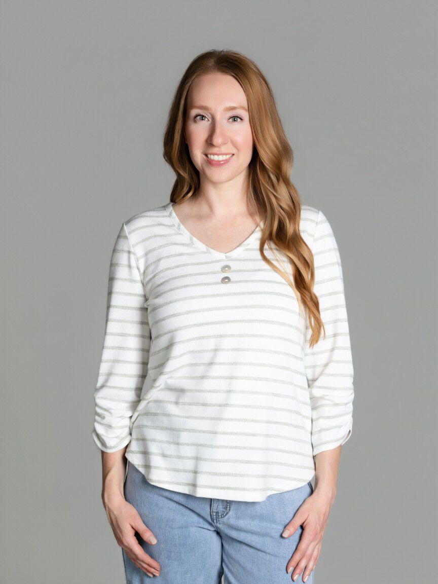 3/4 Sleeve V-Neck Top