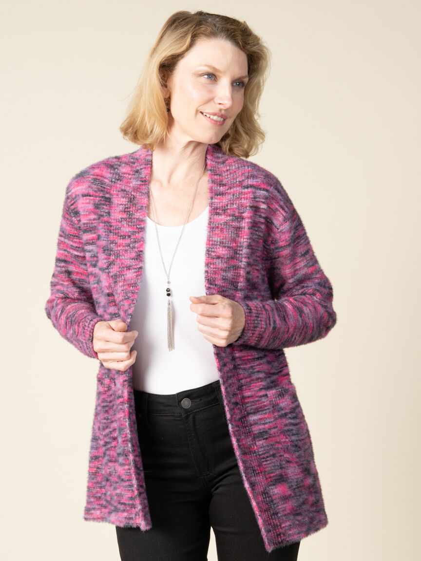 Long Sleeve Space Dye Cardigan Sweater