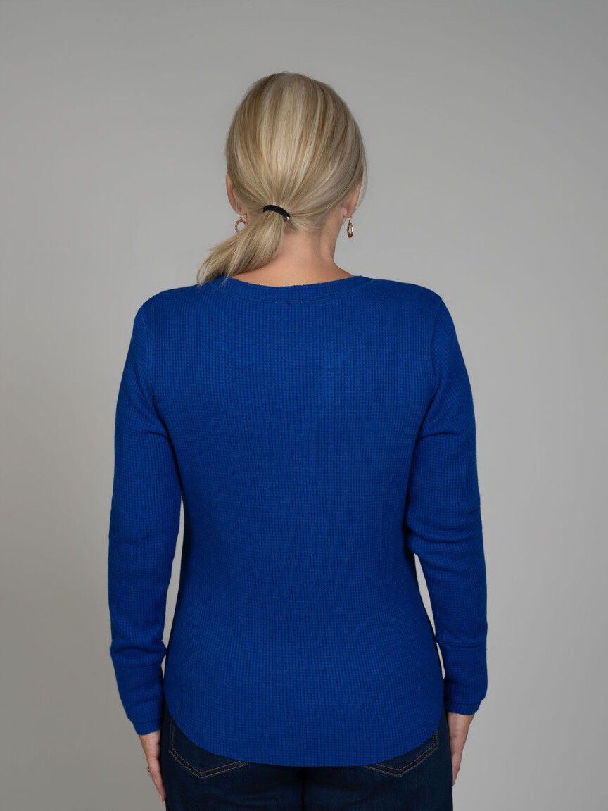 Long Sleeve Waffle Knit Henley Top Image 4