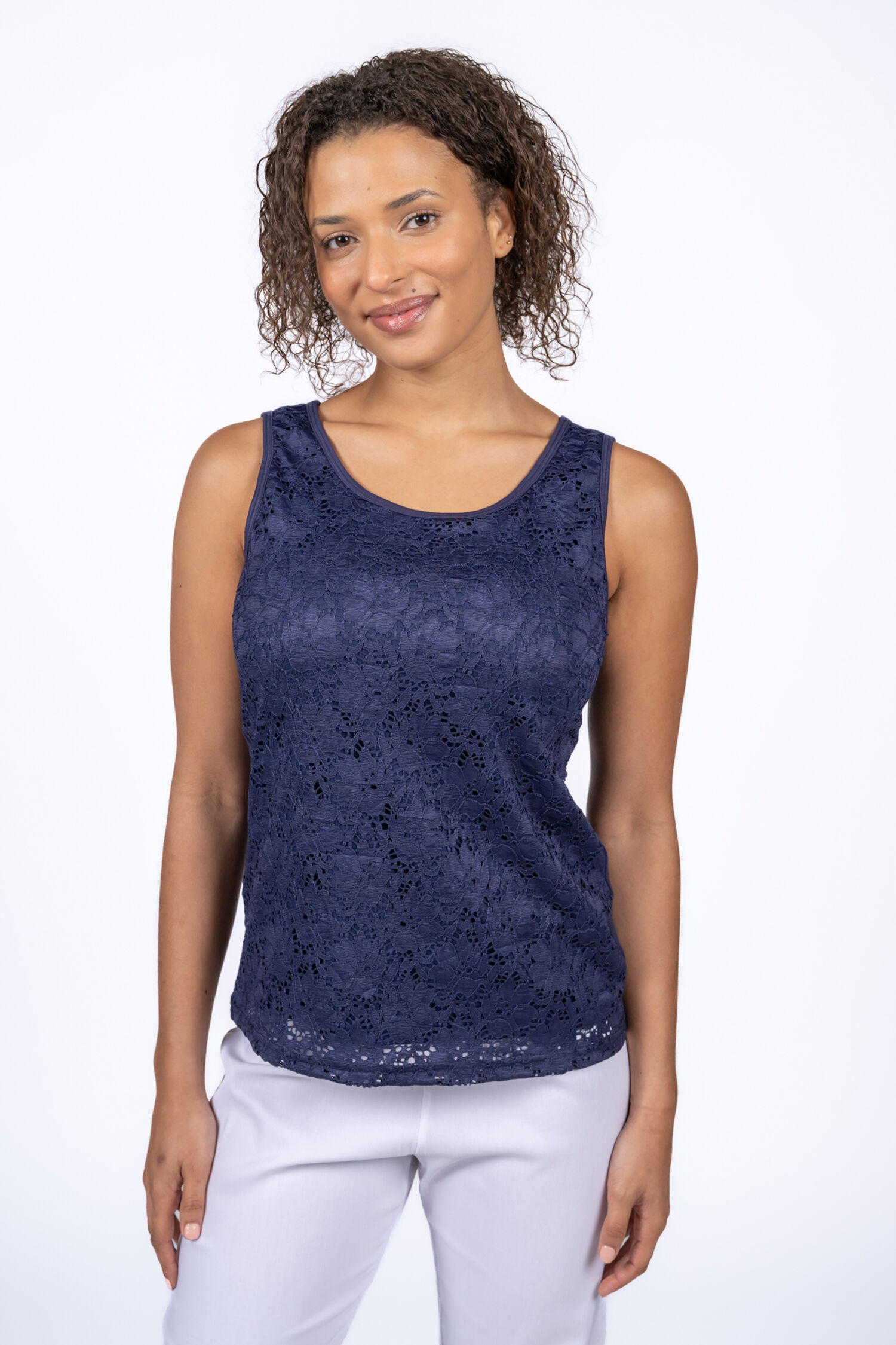 Lace Overlay Tank Top Image 1