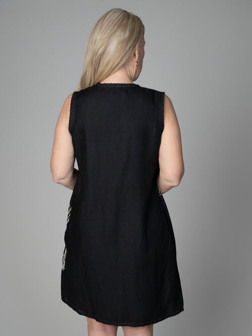 Embroidered Lace-Trim Sleeveless Dress