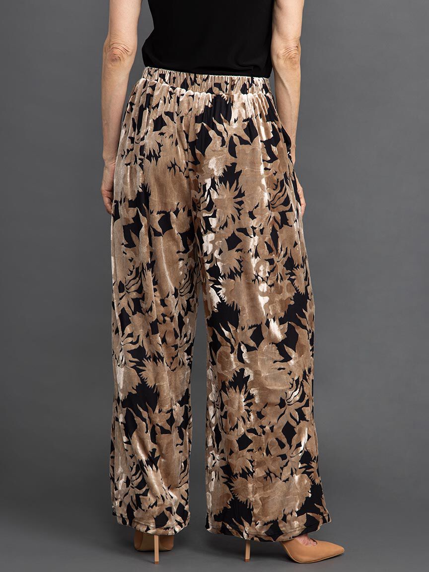 Velour Burnout Wide-Leg Pull-On Pant  Image 4