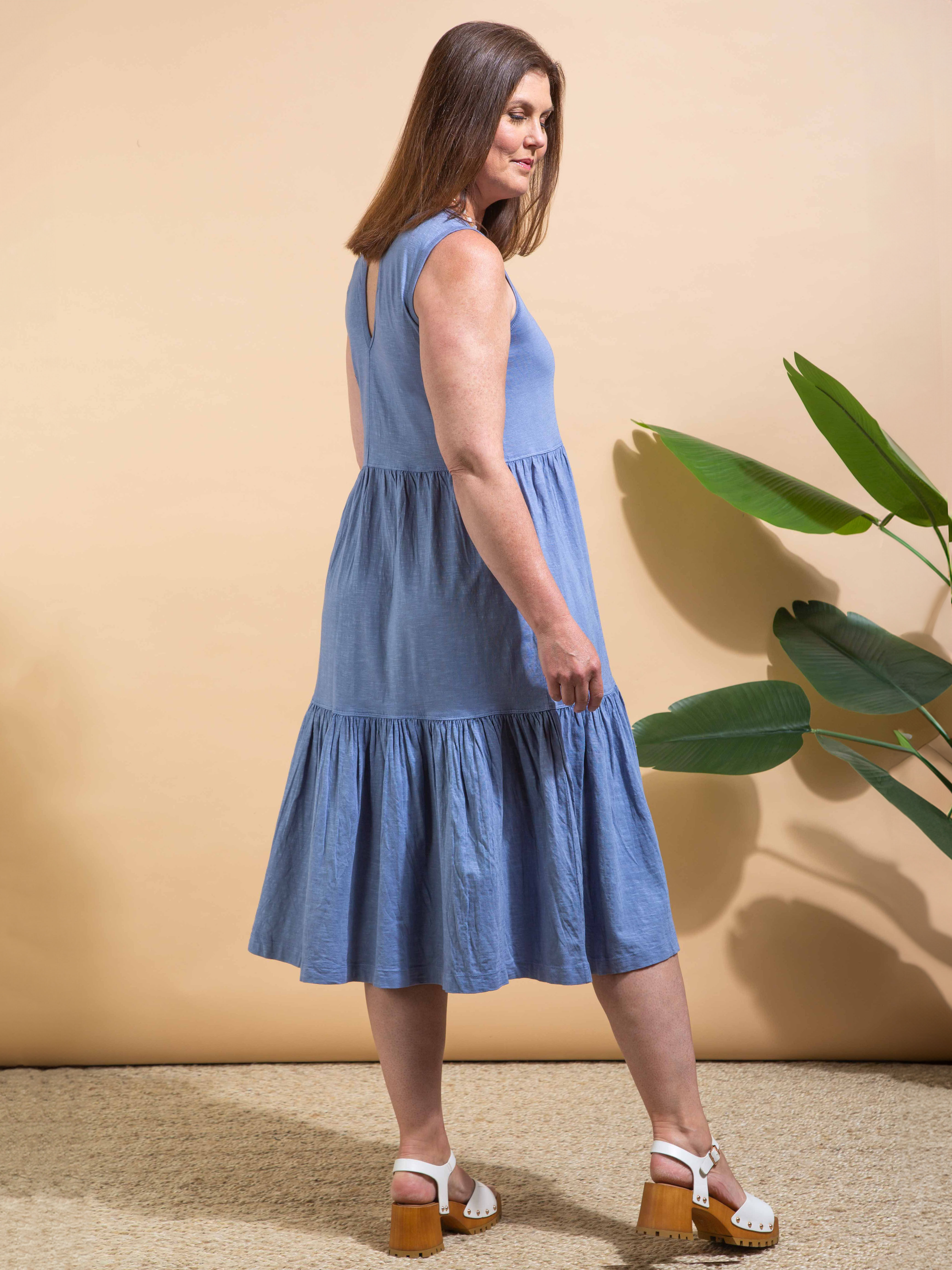 Denim-Look Cotton Midi Dress Image 3
