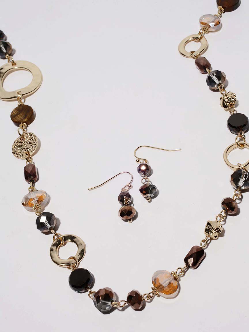 Beads & Stones Long Chain Necklace Set Image 1