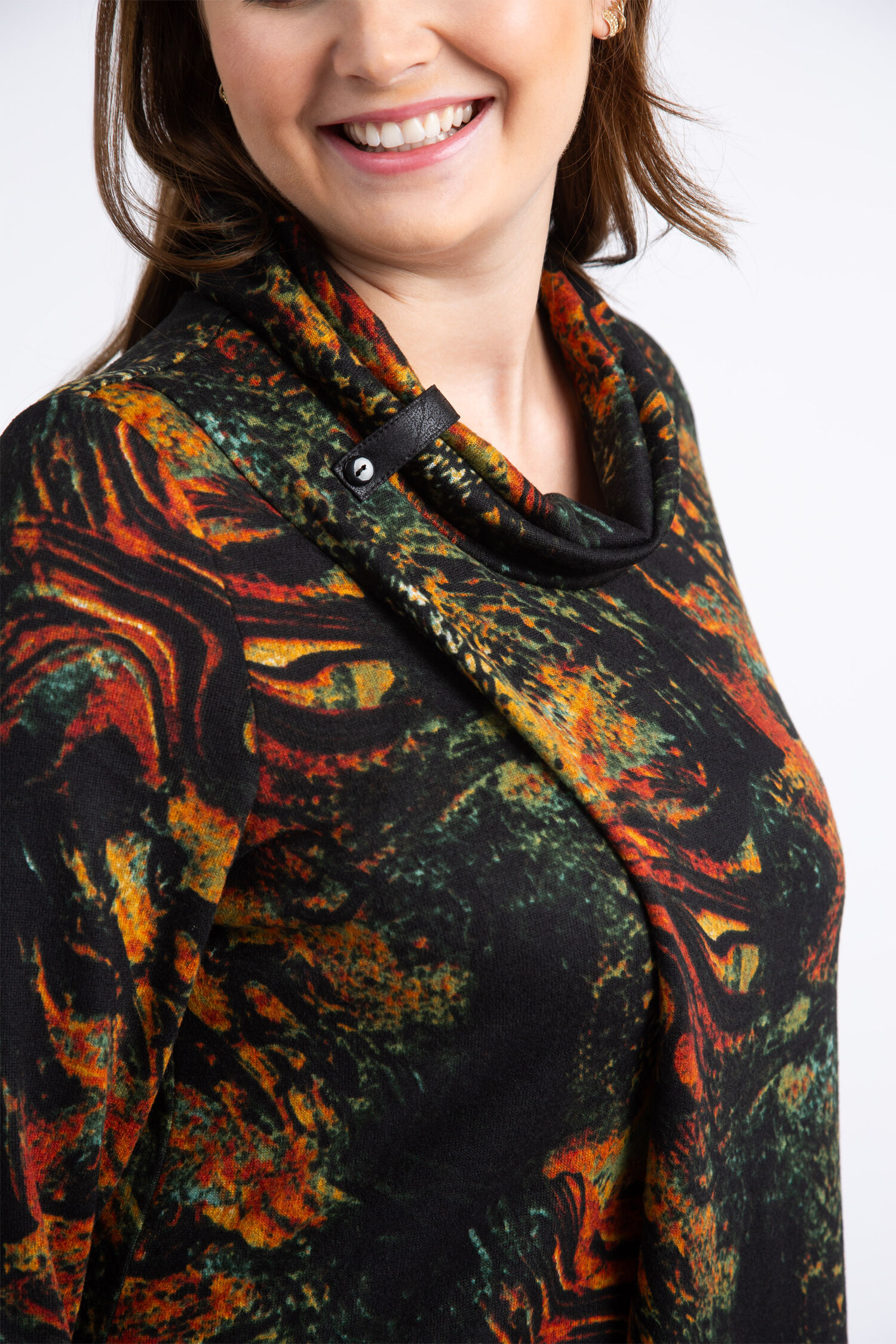 &frac34; Length Sleeve Cowl Neck Image 5