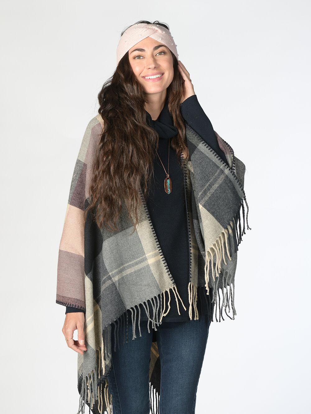 Dreamy Plaid Poncho Cape Image 3