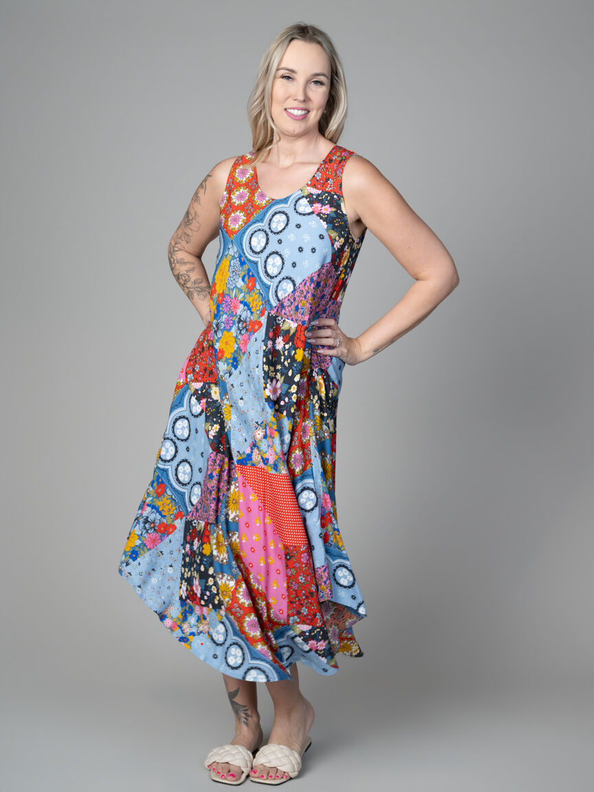 Sleeveless Patchwork Maxi Dress